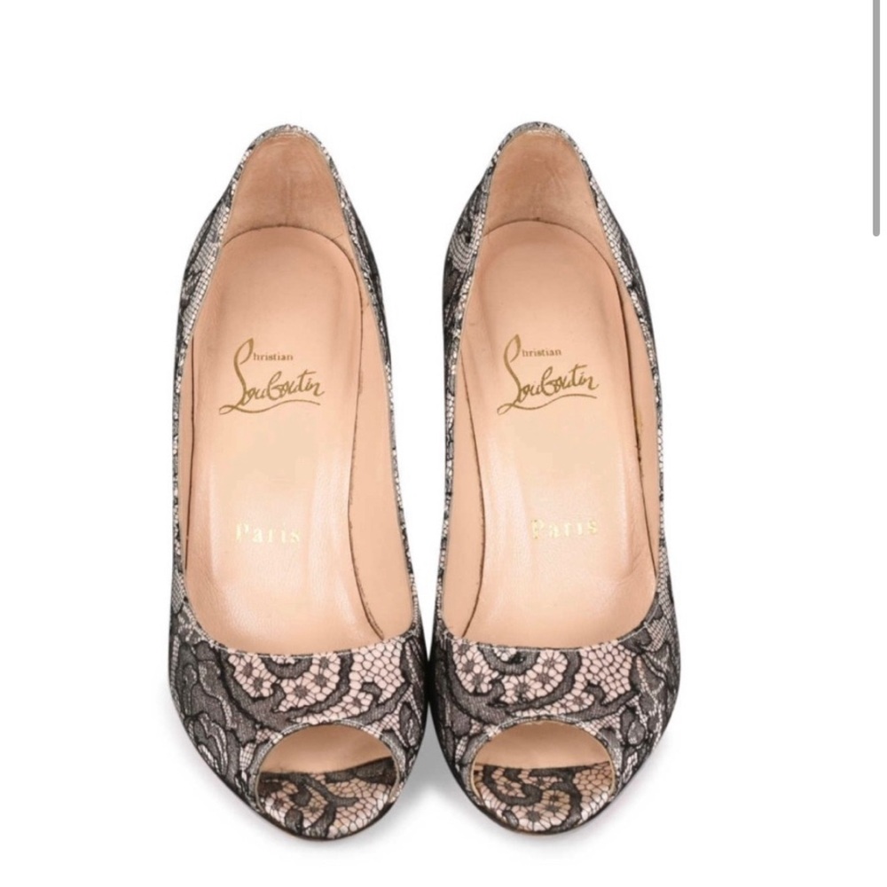 Christian Louboutin Very Prive Lace Peep-Toe Heels